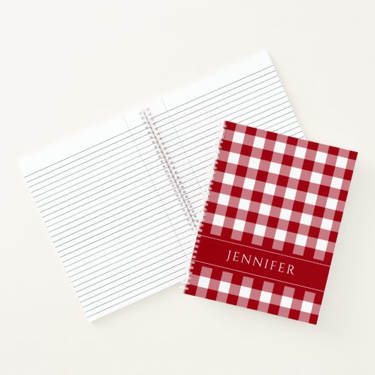 Naam rode en witte Gingham Gingham Gecontroleerde  Notitieboek (Binnen)