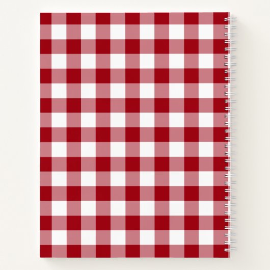 Naam rode en witte Gingham Gingham Gecontroleerde  Notitieboek (Achterkant)