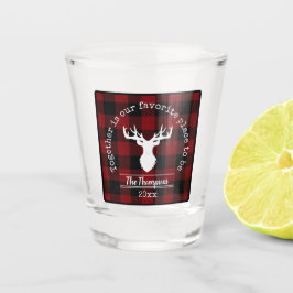 Naam rode en zwarte buffelplaat shot glas