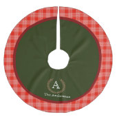 Naam rode groene speldenmonogram kerstboom rok (Voorkant)