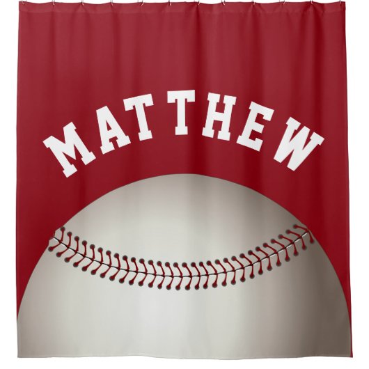Naam rode honkbalspeler douchegordijn (Voorkant)