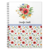 Naam, Rode klaprozen, Zomer Wildbloemen Spiraal Notitieboek (Voorkant)