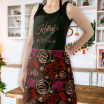 Naam Rode one line Artistic Testing Pattern Schort<br><div class="desc">Red One Line Artistic Drawing Pattern Name Apron. Voeg jouw naam toe.</div>