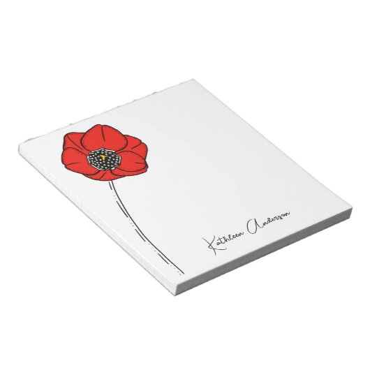 Naam Rode papaver monogram Notitieblok (Schuin)