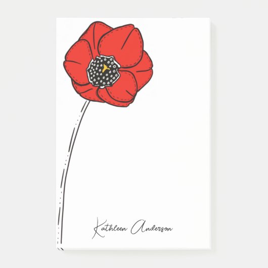 Naam Rode papaver monogram Post-it® Notes (Voorkant)
