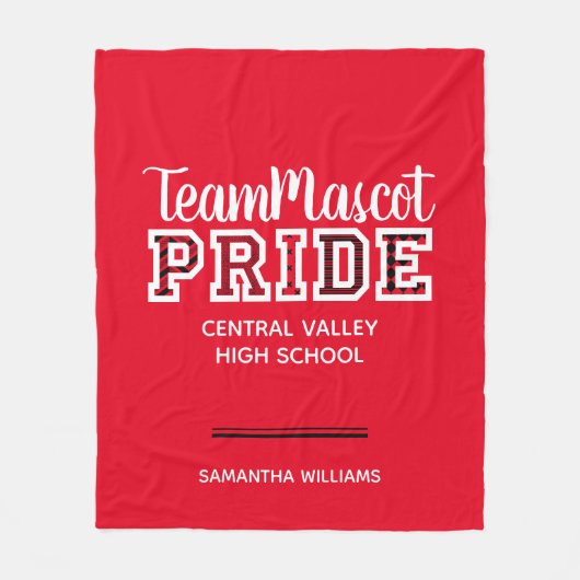 Naam Rode School Pride Mascot Fleece Deken (Voorkant)