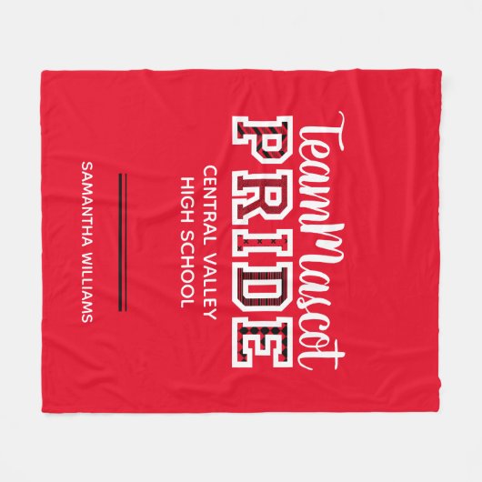 Naam Rode School Pride Mascot Fleece Deken (Voorkant (Horizontaal))