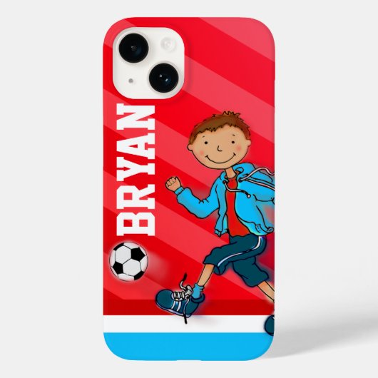 Naam rode sport voetbaljongen Case-Mate iPhone case (Achterkant)