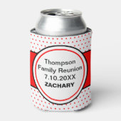 Naam Rode Stippen Familie reünie Blikjeskoeler (Blikje Voorkant)