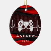 Naam Rode video gamer controller gamer Keramisch Ornament (Rechts)