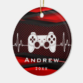 Naam Rode video gamer controller gamer Keramisch Ornament (Links)