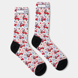 Naam, Rode Witte & Blauwe Patriottische Motieven T Sokken
