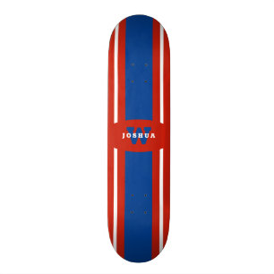 Naam rode witte blauwe strepen persoonlijk skateboard