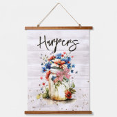 Naam rode witte en blauwe familie hangend wandkleed (Voorkant)