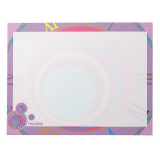 Naam Roman Numerus Clock Pink Paars Blue Girly Notitieblok