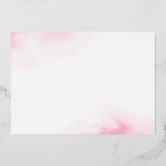 Naam romantisch script roze waterverf folie noteca uitnodiging (Achterkant)