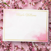 Naam romantisch script roze waterverf folie noteca uitnodiging