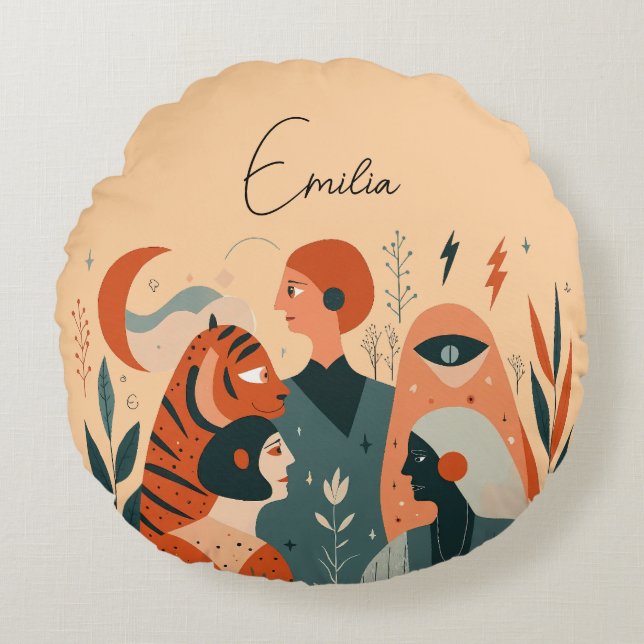  naam Ronde kussen - Perfect voor Gifti (Voorkant)