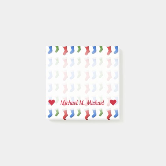 Naam; Rood, blauw en groen kerstgerechten Post-it® Notes (Voorkant)