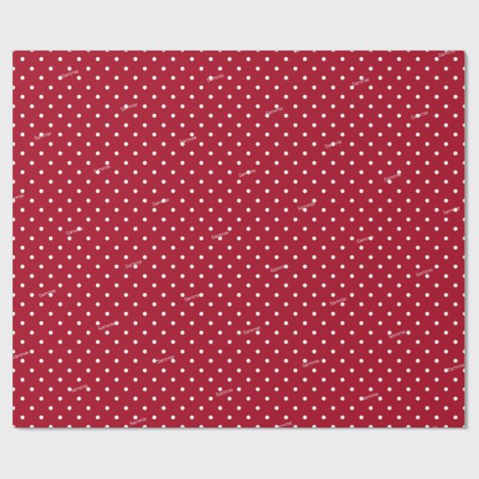 Naam, Rood en Wit Polka Dot Patroon 30-in x 6ft Cadeaupapier (Vlak)