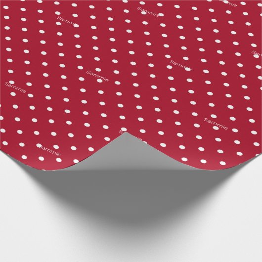 Naam, Rood en Wit Polka Dot Patroon 30-in x 6ft Cadeaupapier (Hoek)
