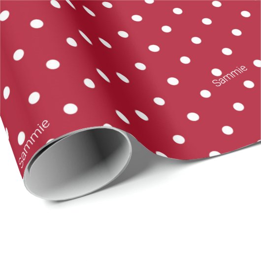 Naam, Rood en Wit Polka Dot Patroon 30-in x 6ft Cadeaupapier (Rol Hoek)