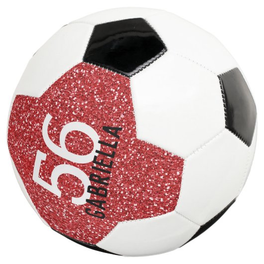 Naam rood glitter-team voetbal (Drie kwart)