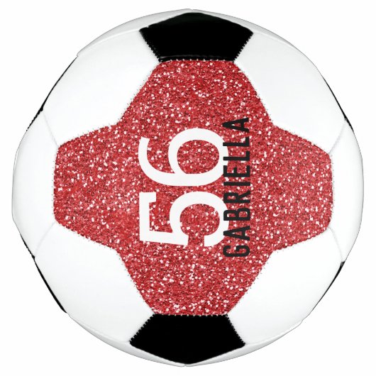 Naam rood glitter-team voetbal (Voorkant)