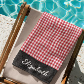 Naam, Rood & Wit Buffalo Check, Blauw Denim Pool - Strandlaken