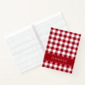 Naam Rood & Wit Gingham Geruit Patroon Notitieboek (Binnen)