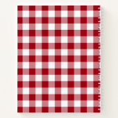 Naam Rood & Wit Gingham Geruit Patroon Notitieboek (Achterkant)
