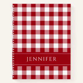 Naam Rood & Wit Gingham Geruit Patroon Notitieboek