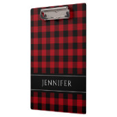 Naam Rood & Zwart Geruit Gingham Patroon Klembord (Links)