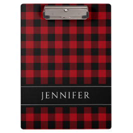 Naam Rood & Zwart Geruit Gingham Patroon Klembord