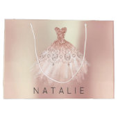 Naam Roos Blush Pearl Pink Dress Glitter Princess Groot Cadeauzakje (Achterkant)