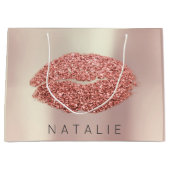 Naam Roos Blush Pearl Pink Kiss Lip Glitter Copper Large Cadeautasje (Voorkant)
