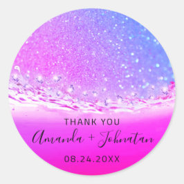 Naam Roos: Datum park ombre Waves Fuchsia Ronde Sticker