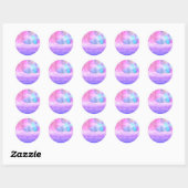 Naam Roos: Datum Vonk Blauwe Oceaan Waves Roze Ronde Sticker (Vel)