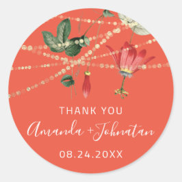 Naam Roos Datum Witte koraal Golden Livy Ronde Sticker