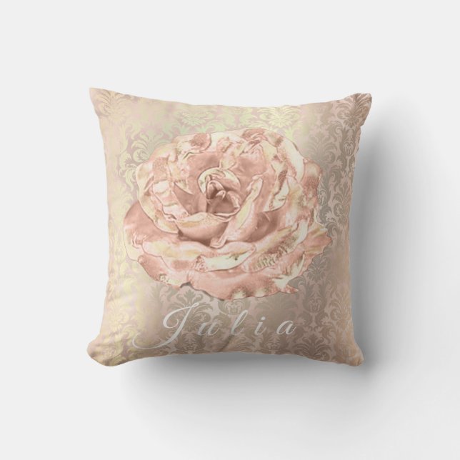 Naam Roos Gold Flower Pearly Damask Lux Salmon Kussen (Voorkant)