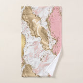 Naam Roos Gold Pink Agate Liquid & Glitter Gold Bad Handdoek (Handdoek)
