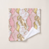 Naam Roos Gold Pink Agate Liquid & Glitter Gold Bad Handdoek (Wasdoekje)