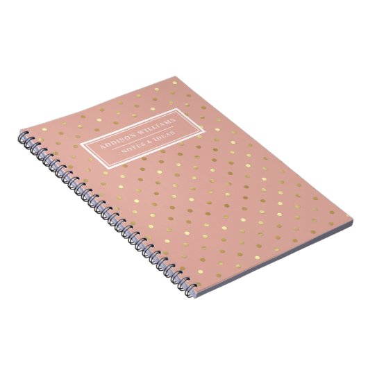 Naam Roos Gold Pink Poka Gepersonaliseerd Notitieboek (Rechterzijde)
