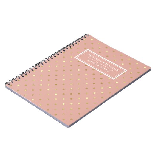 Naam Roos Gold Pink Poka Gepersonaliseerd Notitieboek (Linkerzijde)