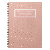 Naam Roos Gold Pink Poka Gepersonaliseerd Notitieboek (Voorkant)