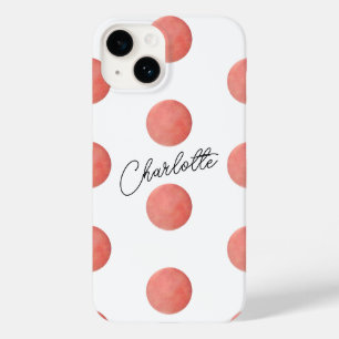 Naam Roos Gold Waterverf Polka Dots Pattern Case-Mate iPhone 14 Hoesje
