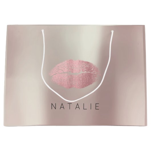 Naam Roos Goud Roze Parel Kiss Lips Favor Gift Groot Cadeauzakje (Voorkant)