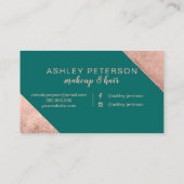 Naam roos goudgroene haarmake-up typografie visitekaartje (Achterkant)