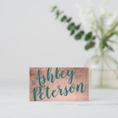 Naam roos goudgroene haarmake-up typografie visitekaartje (Staand voorkant)