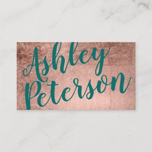 Naam roos goudgroene haarmake-up typografie visitekaartje (Voorkant)